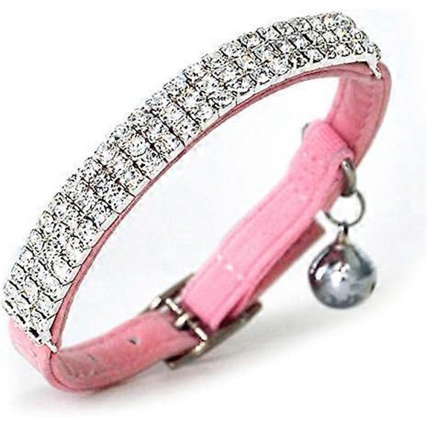 Adjustable Soft Velvet Cat Collar with Bells, 11.8 Inches for Small Dogs and Cats Diamond Cat Collar Cat and Dog Pet Supplies Small Dog and Cat Neck S