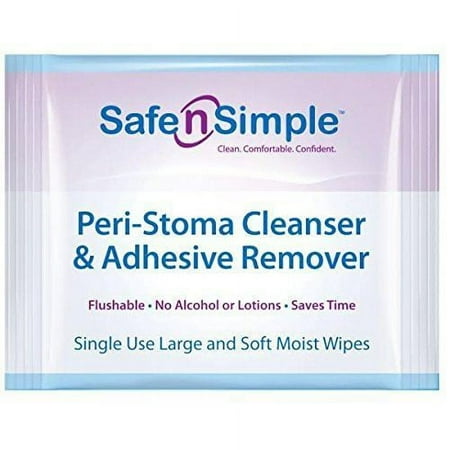 Safe N' Simple Peri-Stoma Adhesive Remover Wipe,No-Sting Cleanser-Pack of 5