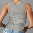 thumbnail image 2 of Women's Tank Tops Crew Neck Sleeveless Shirts Ribbed Knit Side Ruched Slim Tank Top Spring Sunmmer Casual Tops, 2 of 5