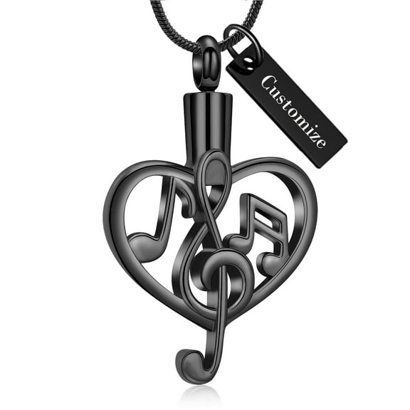 Treble Clef Music Note Urn Necklace for Ashes for Women Men Stainless Steel Cremation Jewelry Memorial Keepsake Pendant for Music Lover Ashes Holder