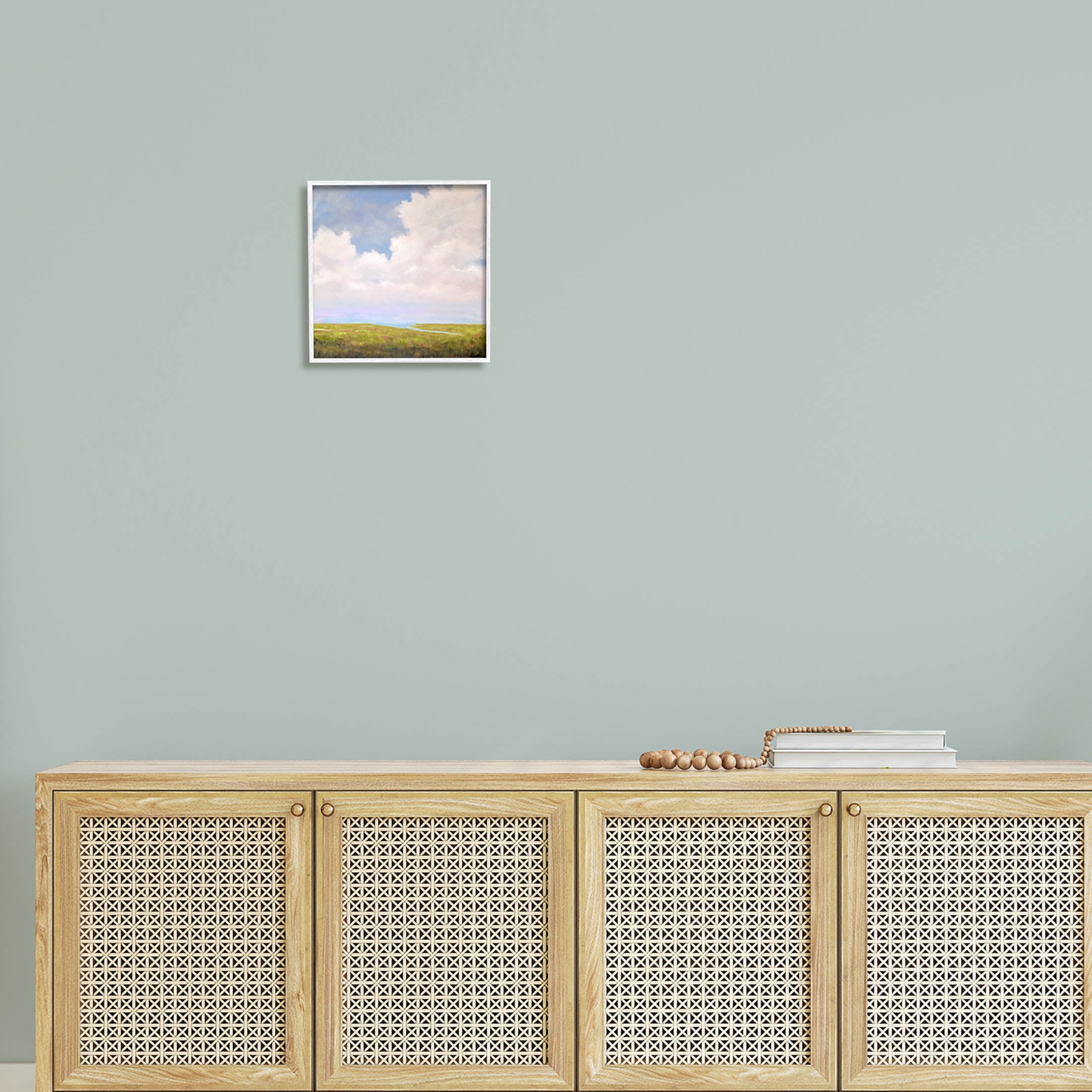 Stupell Industries Cloudy Countryside Bay Inlet Stream Painting White Framed Art Print Wall Art, Design by Catherine Andersen