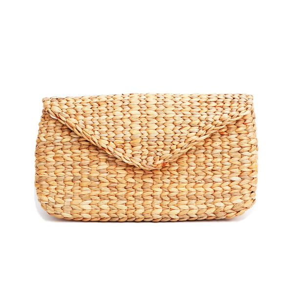 Mini Vintage Handmade Knit Bamboo Rattan Straw Clutch Bag / Handbag