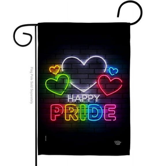 Ornament Collection G192388-BO 13 x 18.5 in. Happy Pride Garden Flag with Support Double-Sided Decorative Vertical House Decoration Banner Yard Gift