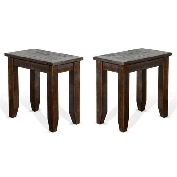 Home Square 14" Mahogany Wood Chair Side Table in Tobacco Leaf - Set of 2