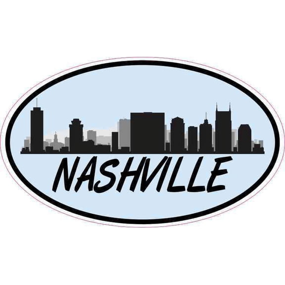 5in x 3in Blue Oval Nashville Skyline Sticker