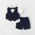 thumbnail image 2 of Kaemgyyd Baby Boys Summer Suits 2 Piece Set Formal Short Sleeve Wedding Shirt and Shorts Outfits Cute Bowtie Shorts Set 1-8 Years, 2 of 7
