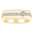 thumbnail image 2 of AFFY Father's Day Gift 0.87 Carat (Cttw) Round & Baguette White Natural Diamond Men's Anniversary Band Ring In 14k Solid Yellow Gold Ring Size-11.5, 2 of 2