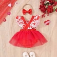 thumbnail image 4 of NIEWTR Newborn Baby Girl Romper Dress Summer Clothes Boho Photoshoot Outfits with Headband Outfit for Girls Newborn 3 6 9 12 18 Months(A-Red,0-3 Months), 4 of 4