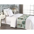 thumbnail image 2 of Grunge Bed Runner, Rounded Rectangular Forms Weathered Bohemian on Eggshell Toned Backdrop, Decorative Accent Bedding Scarf for Hotels Homes & Guest Rooms, Twin, Laurel Green Dark Brown, by Ambesonne, 2 of 3