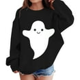 thumbnail image 5 of EnJoCho Playful Print White Hoodie Girls Soft Pullover Halloween Sweatshirt Cute Graphic Casual Streetwear Comfy Tween Lounge Wear, 5 of 7