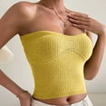 thumbnail image 2 of HAPIMO Women's Knitted Basic Tube Crop Tops Long Bandeau Top Summer Beach Tees Elegant Casual Tops for Girls Trendy Cotton Sleeveless Workout Shirts Strapless Yellow Clearance, 2 of 9