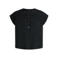 thumbnail image 5 of Time and Tru Women's Pintuck Blouse with Short Sleeves, Sizes XS-XXXL, 5 of 5