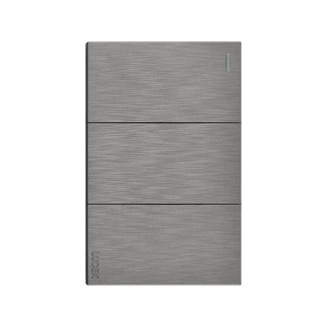 Placa Con 3 Apagadores Sencillos 1 Módulo Lucek Línea Flat plateado