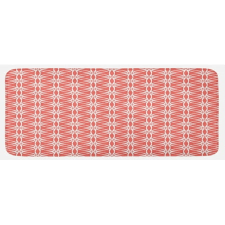 

Coral Kitchen Mat Cool Simplistic Linear Sunflower Tied Bound Crochet Damask Floral Lace Tiles Motif Plush Decorative Kitchen Mat with Non Slip Backing 47 X 19 Coral White by Ambesonne