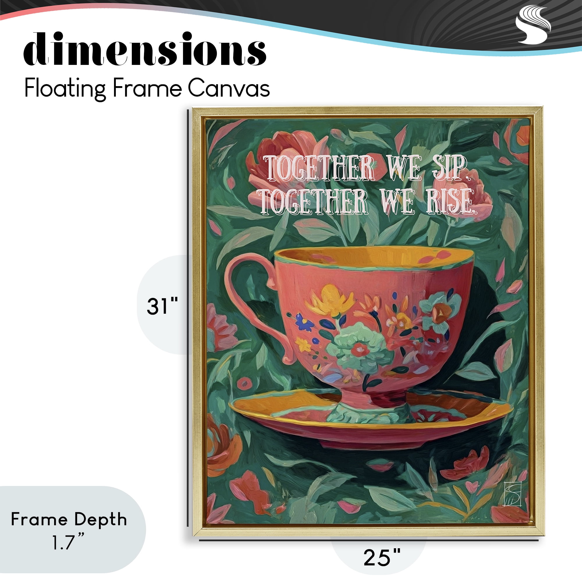 Stupell Industries Together We Sip & Rise Gold Framed Floater Canvas Wall Art, design by Sara Culpepper
