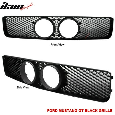 - Fits 05-09 Mustang GT Black Honeycomb Hood Grille Fog Hole