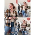 thumbnail image 4 of Zeagoo Flannel Cropped Jacket Wool Blend Shacket Plaid Button Down Shirt Fall Winter Fashion Long Sleeve Coat with Pockets, 4 of 6