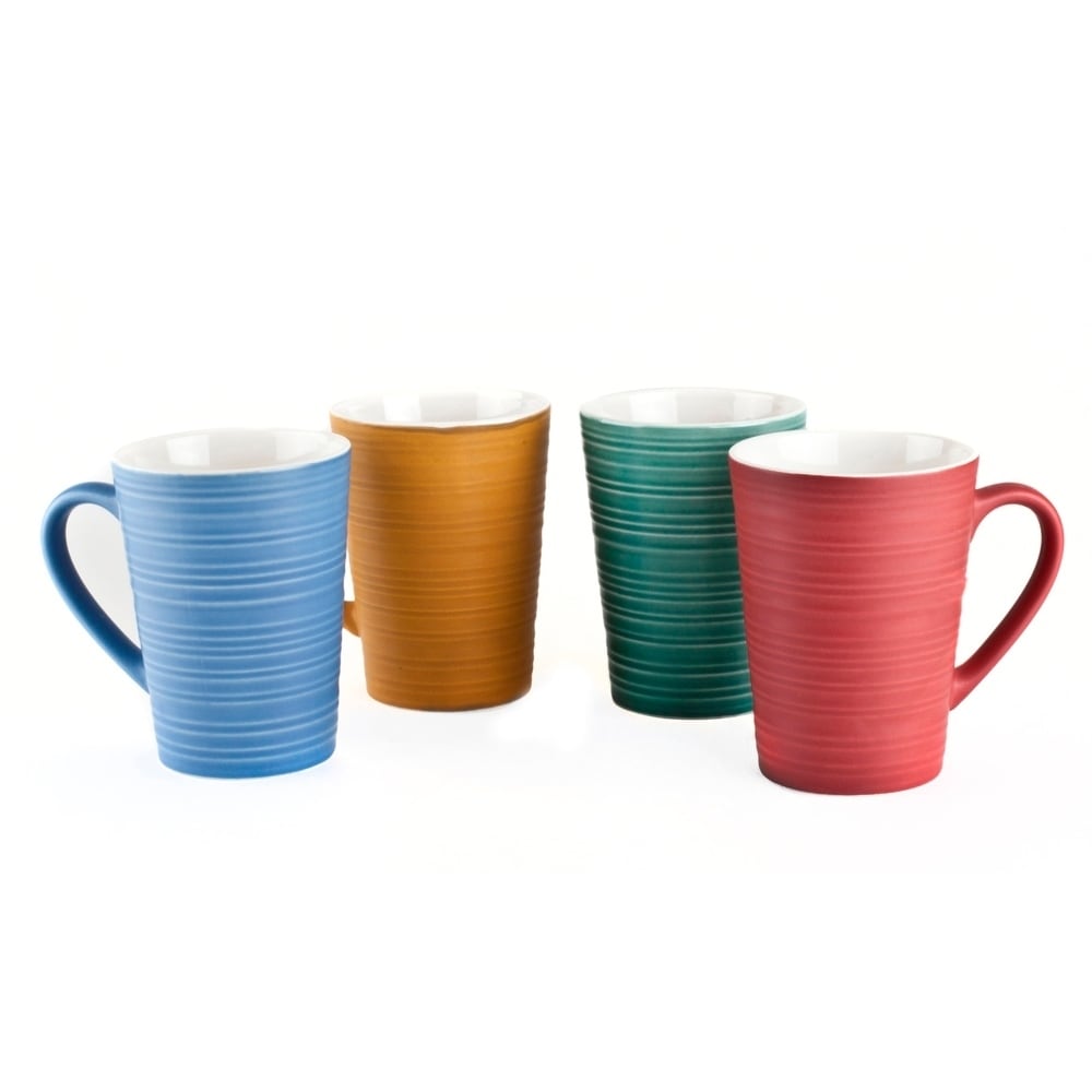 Imperial Home Modern 17 oz Ceramic Coffee Mug Set 4 Pack Multicolor