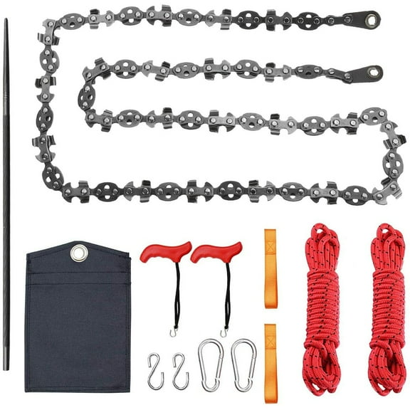 Hvxrjkn 53 Inch Hand Rope Chain Saw Sharp Manual Tree Limb Chain Saw with 68 Teeth Folding Pocket Rope Chainsaw Tree Cutting Tool for Gardening Camping Survival Gear