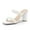 WHITE, variant on Women's Square Open Toe Block Heels Two Strap Slip On High Heeled Slides Sandals