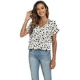 thumbnail image 5 of Uvplove Summer Blouses for Women Elegant Casual V Neck Chiffon Blouses Tops Shirts,White Rose,XL, 5 of 8