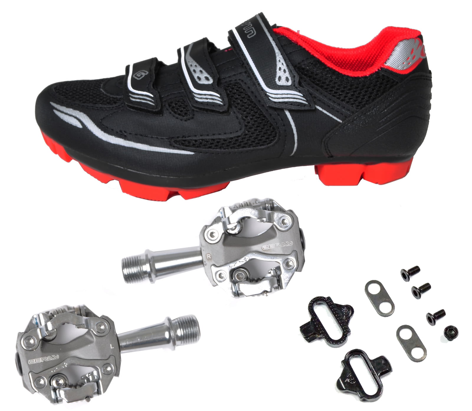 cycling shoes with cleats and pedals
