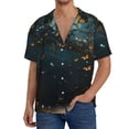 thumbnail image 1 of Xecao Magical Library Butterfly Night Pattern Men's Short-Sleeve Cuban Collar Button-Down Shirt with Chest Pocket Lightweight Tropical Vacation Shirt-Medium, 1 of 5
