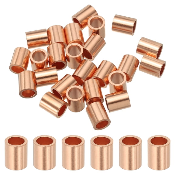 Uxcell 3/16"(5mm) Wire Rope Stop Sleeve, Copper Crimping Loops Sleeve Round Crimp Ferrules for Wire Rope and Cable Ferrule, Gold 25Pcs