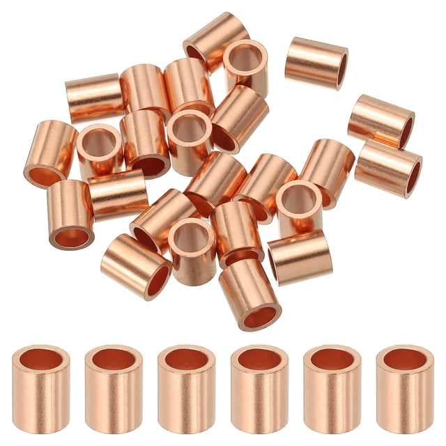 Uxcell Wire Rope Stop Sleeve, Copper Crimping Loops Sleeve Round Crimp Ferrules for Wire Rope and Cable Ferrule 3/16"(5mm)