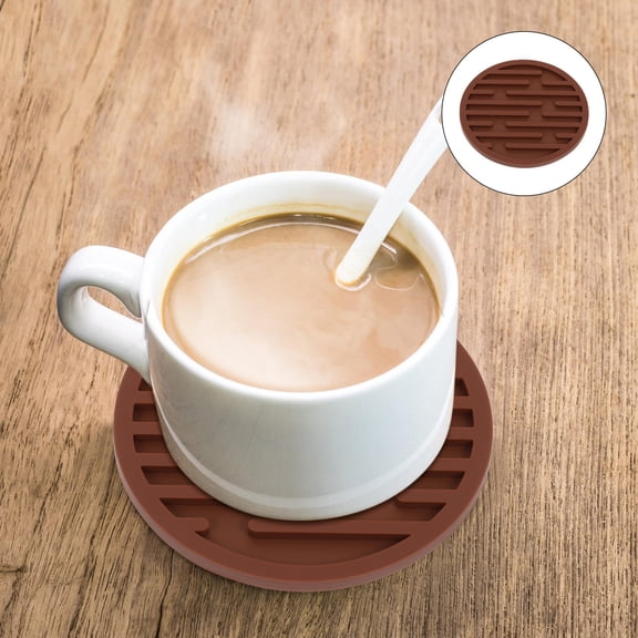 NIAIZEK Silicone Coasters Brown Anti-Skid Heat-Insulated for Home 2Pcs