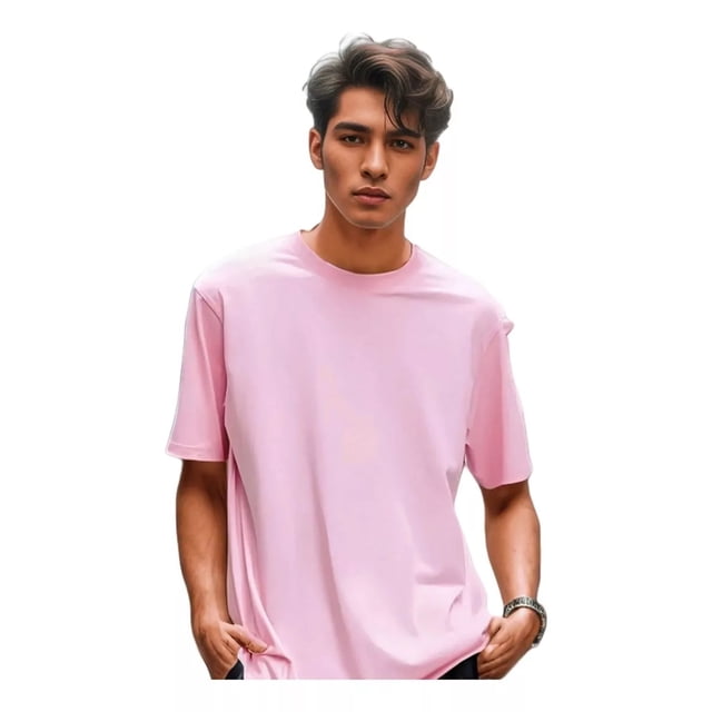 Playera Hombre Oversized Manga Corta Relajado Pure Color Pop