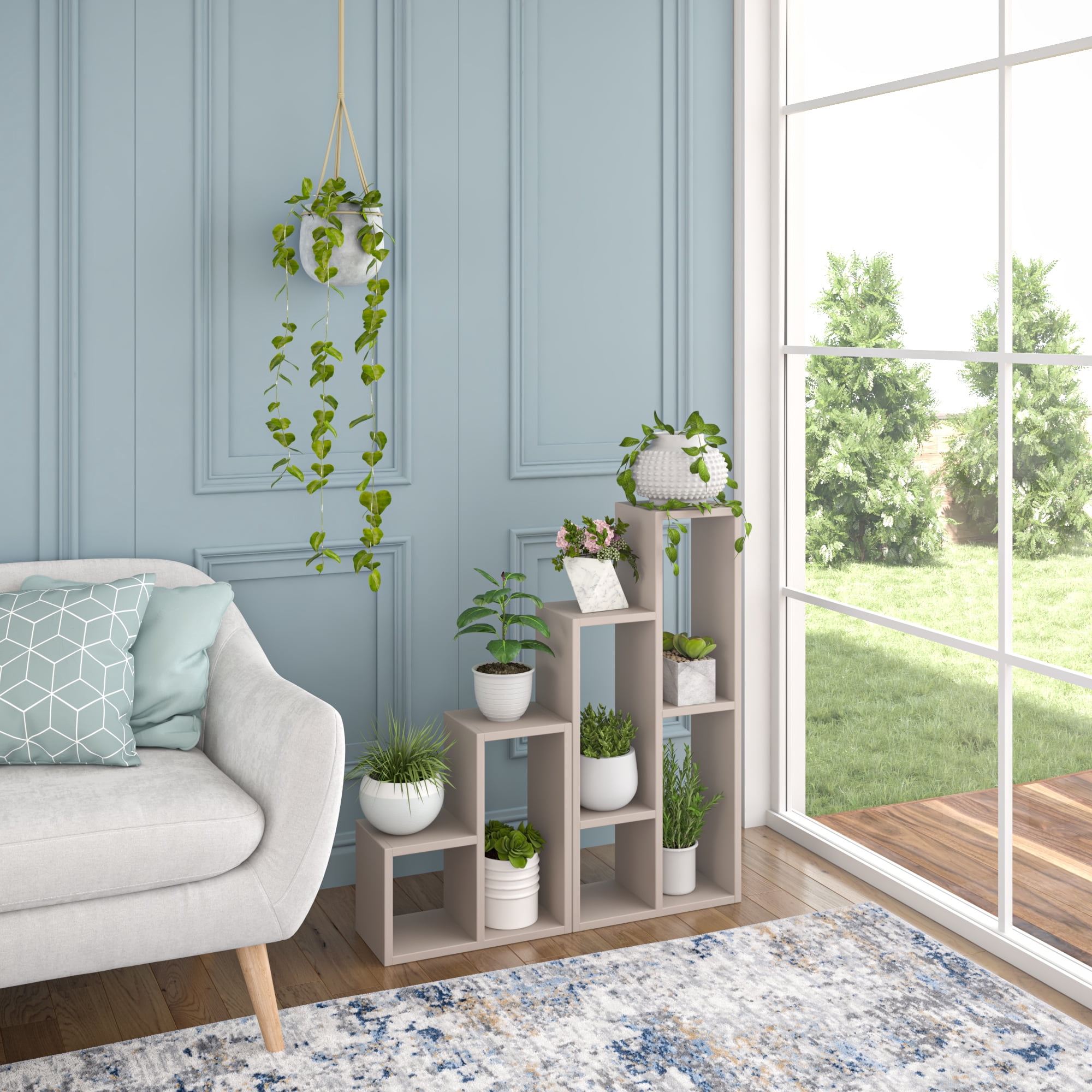 Ada Home Decor Furniture 3 Tier Light Mocha Ponce Modern Plant Stand