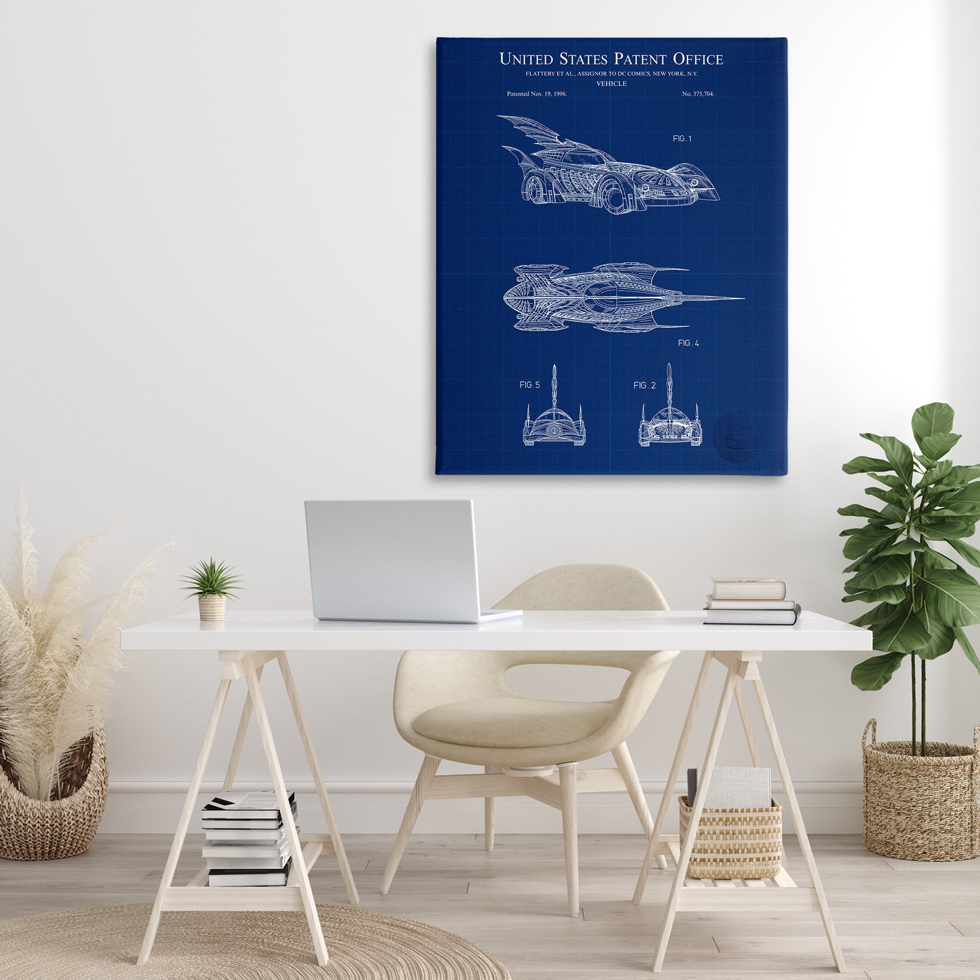 Stupell Industries Character Car Blueprint Transportation Painting Gallery Wrapped Canvas Art Print Wall Art, 36 x 48