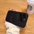 thumbnail image 4 of Fashion Matte Magnetic Soft Silicone Phone Case For Magsafe For iPhone 14 Plus 13 12 11 Pro Max Glass Lens Wireless Charge Cover, 4 of 5