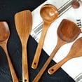 thumbnail image 4 of 4 Pieces Wooden Utensil Set Handmade Wooden Utensil Set for Nonstick Cookware Acacia Wood Cooking Utensil Slotted Serving Spoon Flat Spatulas Set, 4 of 7