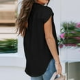 thumbnail image 4 of Blouses à Manches Courtes pour Femmes Blouse d'Été Décontractée à Manches Courtes pour Femmes Bouton Couleur Unie Col Rabattu T-Shirt Hauts T-Shirts d'Été pour Femmes Hauts à Manches Courtes pour Femmes, 4 of 10
