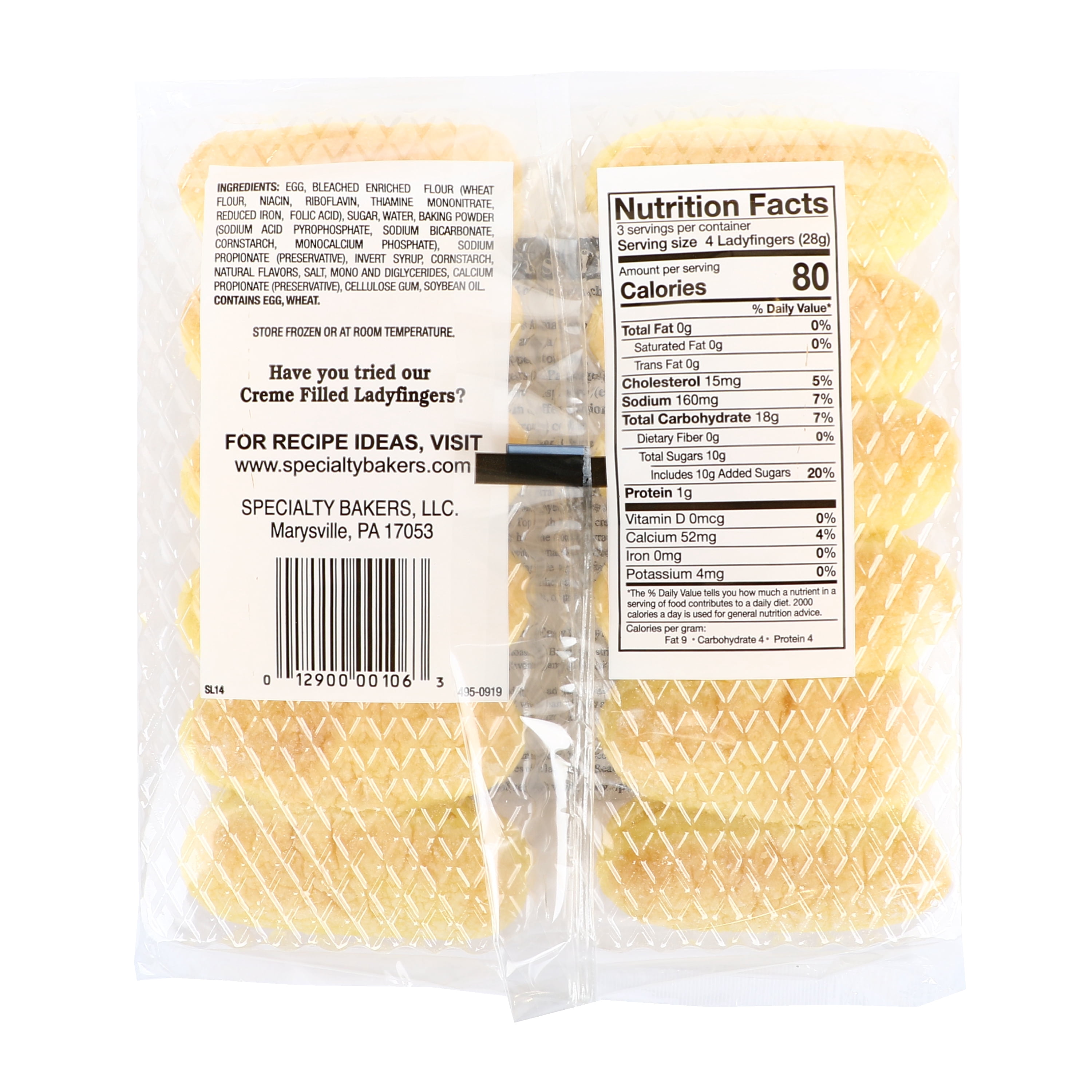 Specialty Baker Plain Soft Ladyfingers 3oz 12 Pack