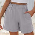 thumbnail image 2 of Ashirexll Women's Shorts, Summer Shorts for Women, Solid and Linen Summer Loose and Casual Comfortable Elastic Waist Wide Leg Pants Straight Leg Shorts, 2 of 7