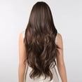 thumbnail image 4 of Pelucas sintéticas largas de castaño con flequillo para mujer, peluca de cabello Natural ondulado para el cuerpo, fibra resistente al calor para Cosplay de fiesta diaria, 4 of 4