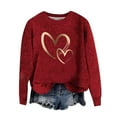 thumbnail image 5 of Iyufng Valentine's Day Sweaters for Women Love Heart Long Sleeve Crew Neck Tops Fall Winter Red,4XL, 5 of 6