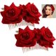 thumbnail image 2 of (Rojo) 2 piezas de pinza para el pelo con flor de rosa para mujer, accesorio para el pelo para mujeres y niñas, boda nupcial, 2 of 5