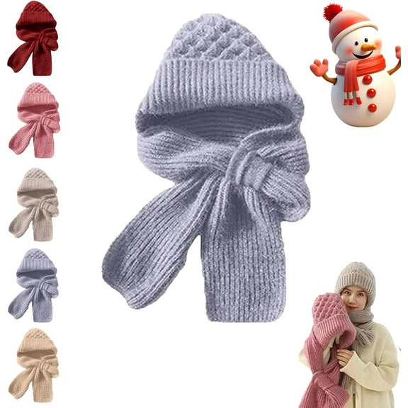 Friendlyk Winter Versatile Knitted Hooded Scarf, Hooded Scarf for Women, Hat with Scarfs Attached