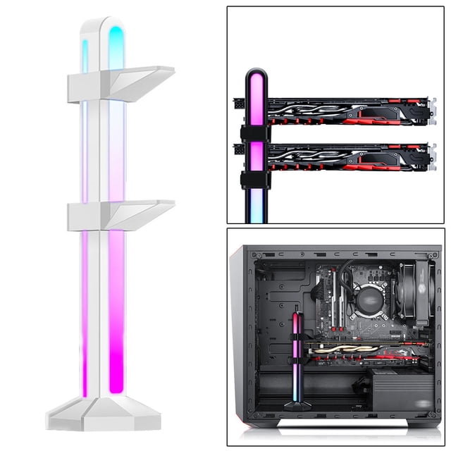 Soporte para GPU RGB ARGB gráfica de / 12 V Soporte para GPU Caja para computadora de escritorio Soporte para de video anti-flexió 5V 3Pin Blanco Macarena Titular de la tarjeta gráfica