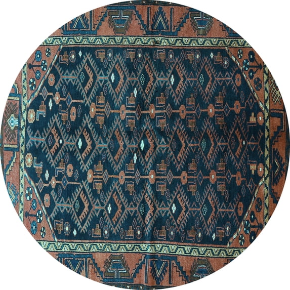 Ahgly Company Indoor Round Persian Light Blue Traditional Area Rugs, 4' Round