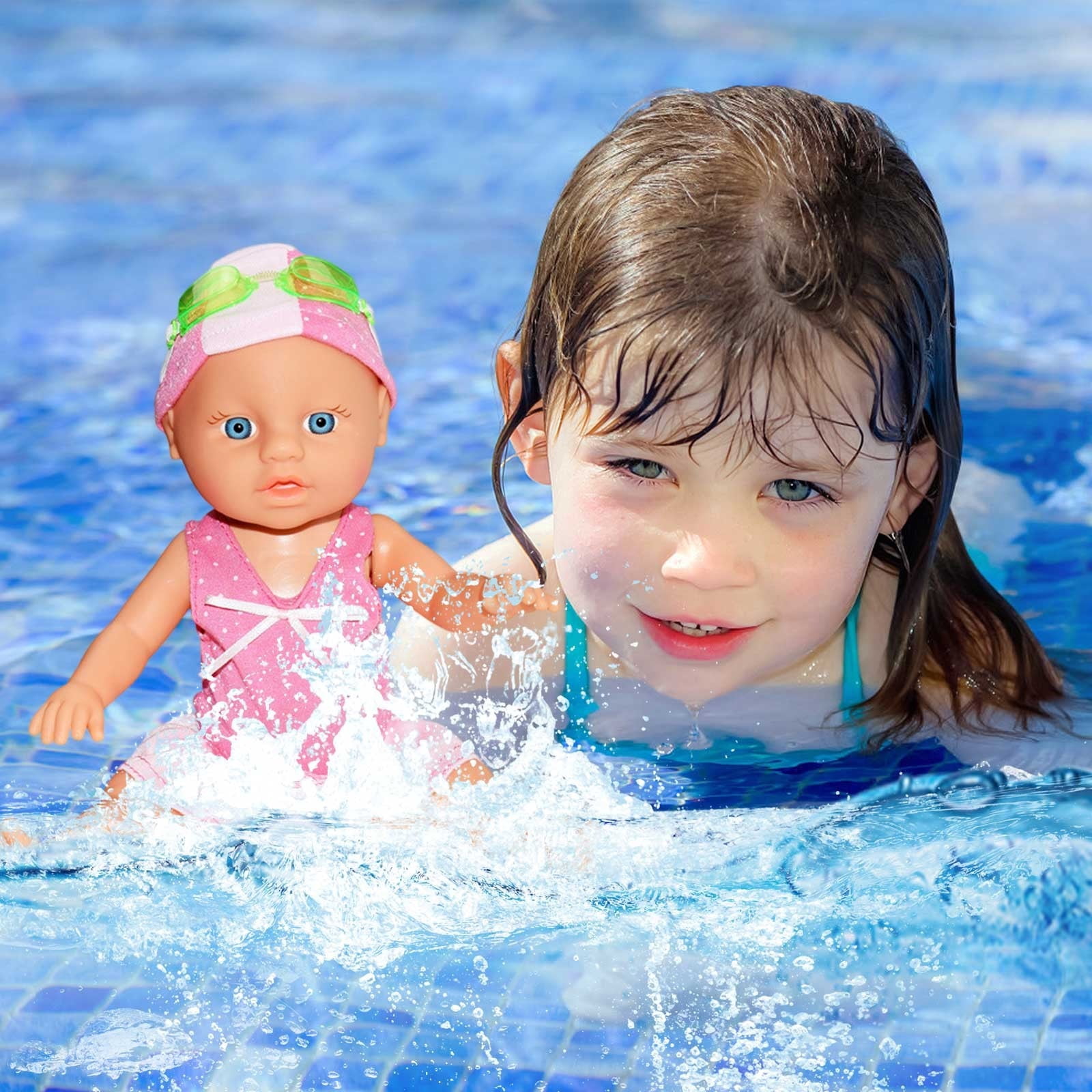 Electric Swimming Doll for Kids, Waterproof Movable Joints Bath Toy, Interactive Water Play Doll for Toddlers Swimming Pool Beach Bathing Summer Fun