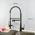 Black Kitchen Sink Faucet with Pull Down Sprayer, Brass High Arch