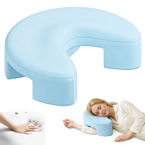 COOKCOK Side Sleeper Pillow for Adults, Ergonomic Memory Foam Pillow with Arm Hole for Neck and Shoulder Pain, Shoulder Pillow for Side Sleepers, Blue