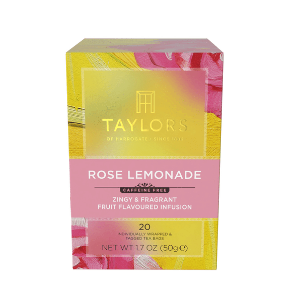Taylors of Harrogate Rose Lemonade Infusion Individually Wrapped Bags, 20 Count (Pack of 1), Zingy, Refreshing & Fragrant, Caffeine-Free, Enjoy Hot or Iced, 20 Teabags