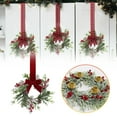 thumbnail image 2 of Christmas Kitchen Cabinet Wreaths, Ongmies 11.7" Artificial Garland with Ribbon Bows, Candle Ring Holder for Table, Window, Chair & Wall Decor, Christmas Decorations Indoor, 2 of 9