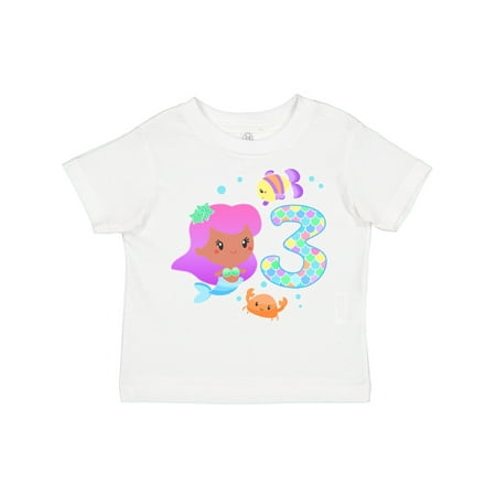 

Inktastic Third Birthday Mermaid with Fish and Crab Gift Toddler Toddler Girl T-Shirt